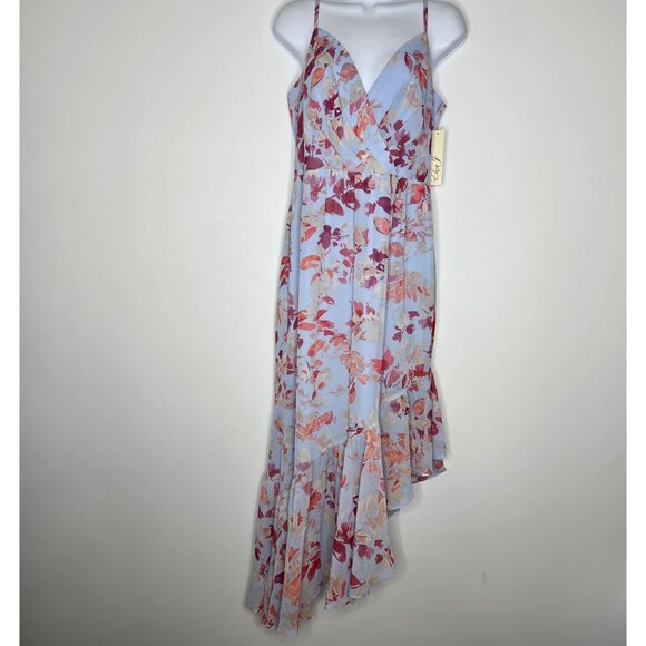 Eliza J Dresses & Skirts - Eliza J Womens Blue Moon Floral Ruffled Asymmetrical Hem Dress Size 8 Fairycore